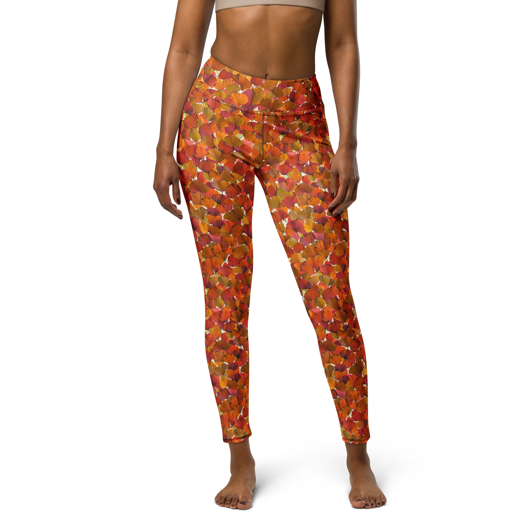 Autumn Fanfall on Yoga Leggings — Front
