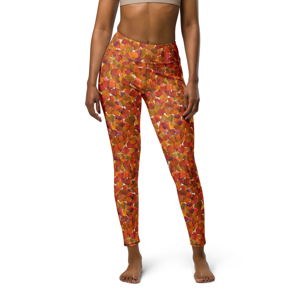 Autumn Fanfall on Yoga Leggings — Front
