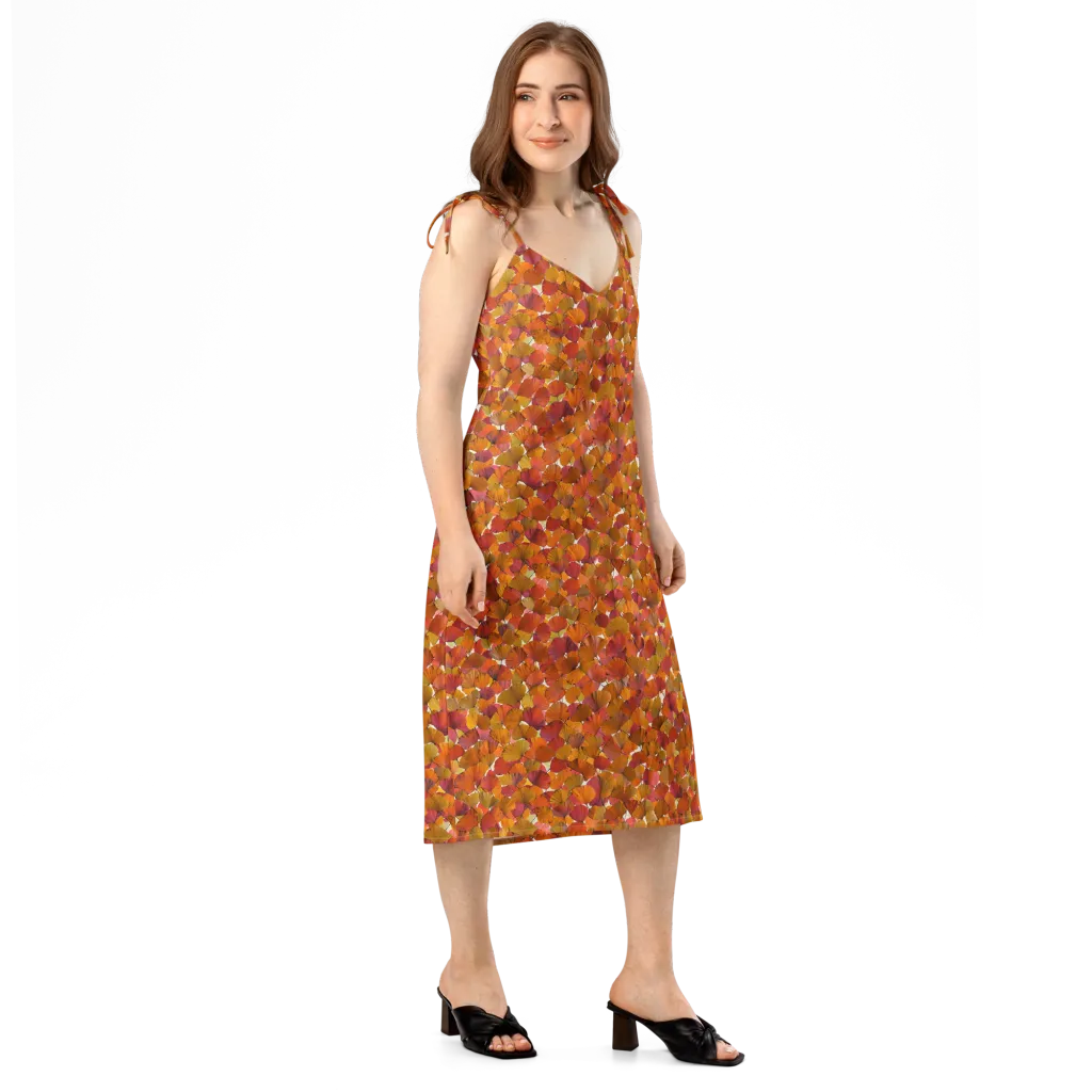 Autumn Fanfall on Slip Dress — Right Front