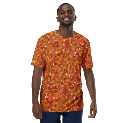 Autumn Fanfall on a Men's Crew Neck T-Shirt