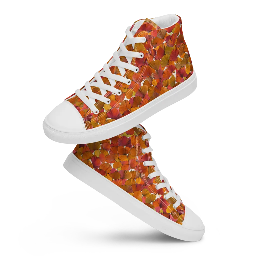 Autumn Fanfall on Men's High Top Canvas Shoes — Front