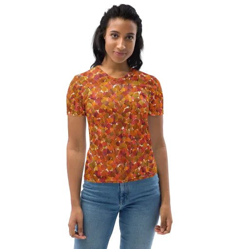 Autumn Fanfall on a Women's Crew Neck T-Shirt