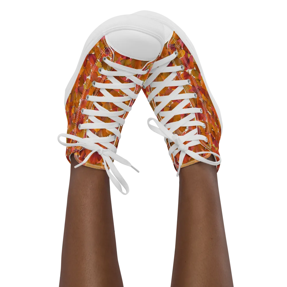 Autumn Fanfall on Women's High Top Canvas Shoes — Front