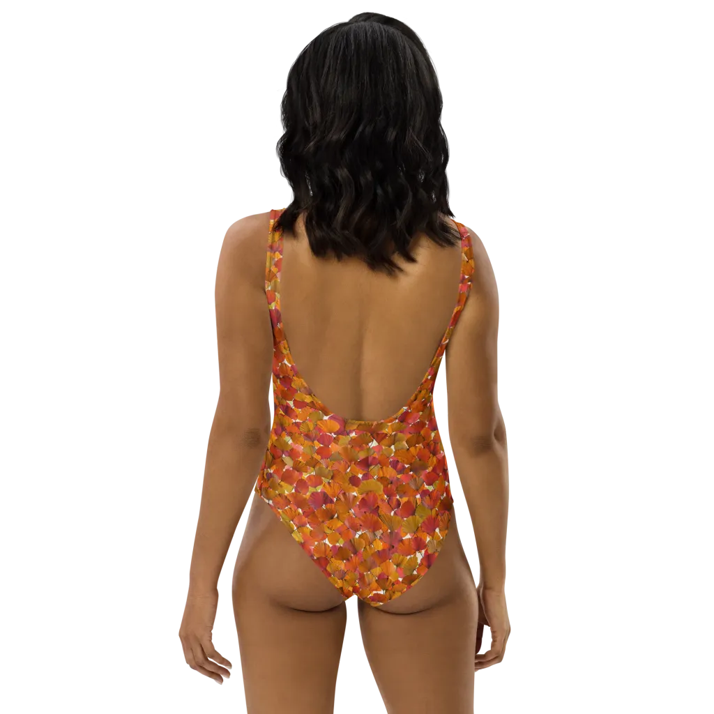 Autumn Fanfall on One-Piece Swimsuit — Back