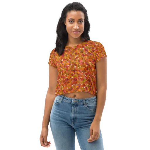 Autumn Fanfall on a Crop Tee
