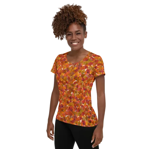 Autumn Fanfall on a Women's Athletic T-Shirt