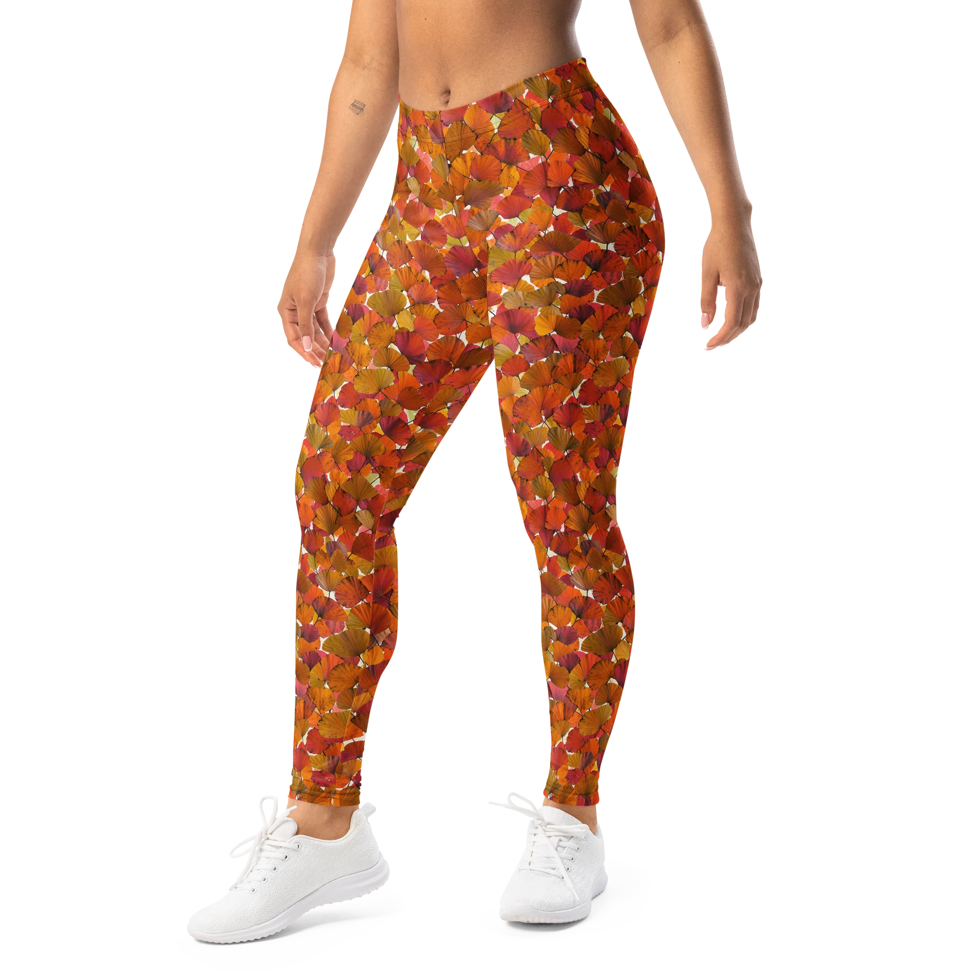 Autumn Fanfall on Leggings — Left Front