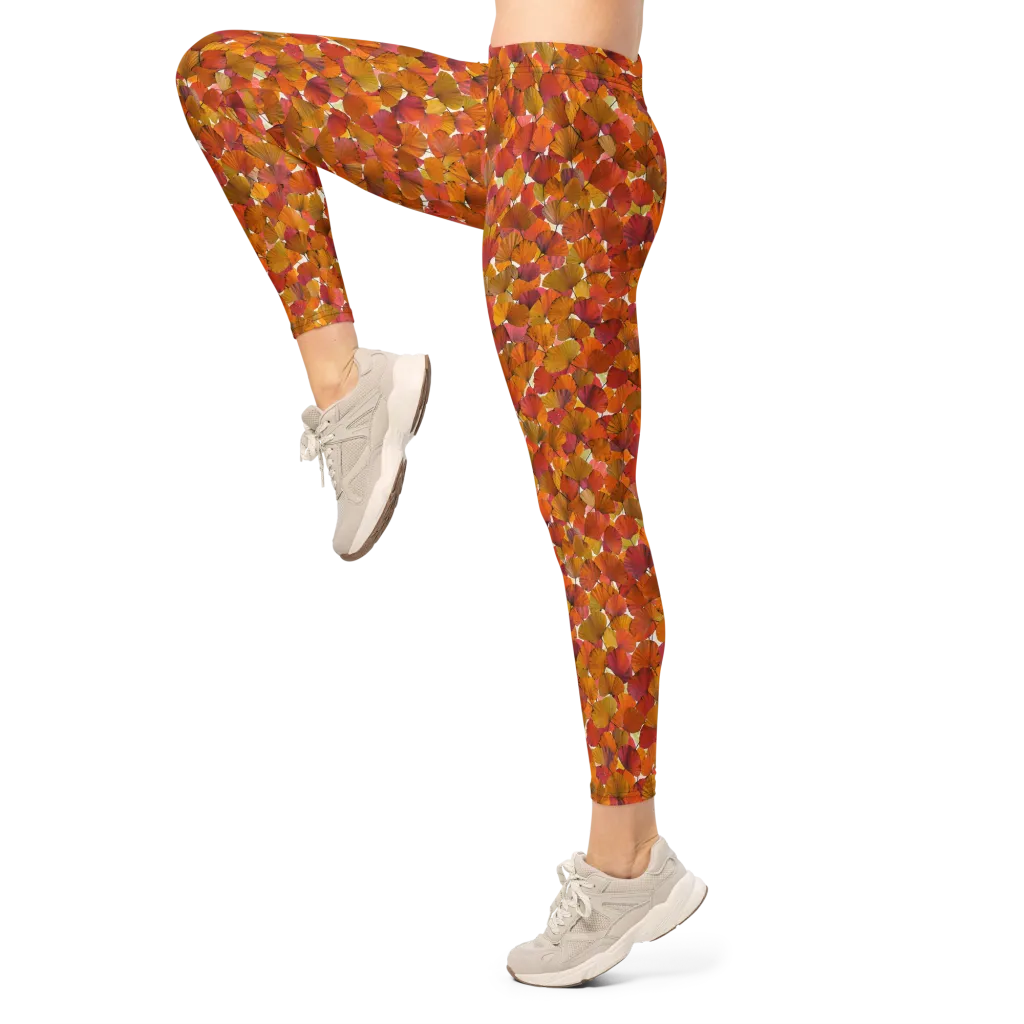 Autumn Fanfall on Leggings — Left