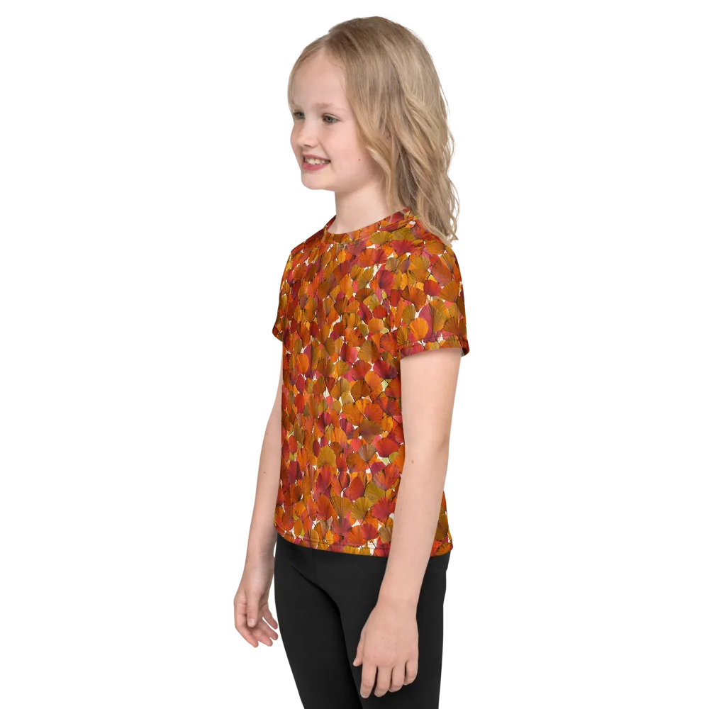 Autumn Fanfall on Kids Crew Neck T-Shirt — Left