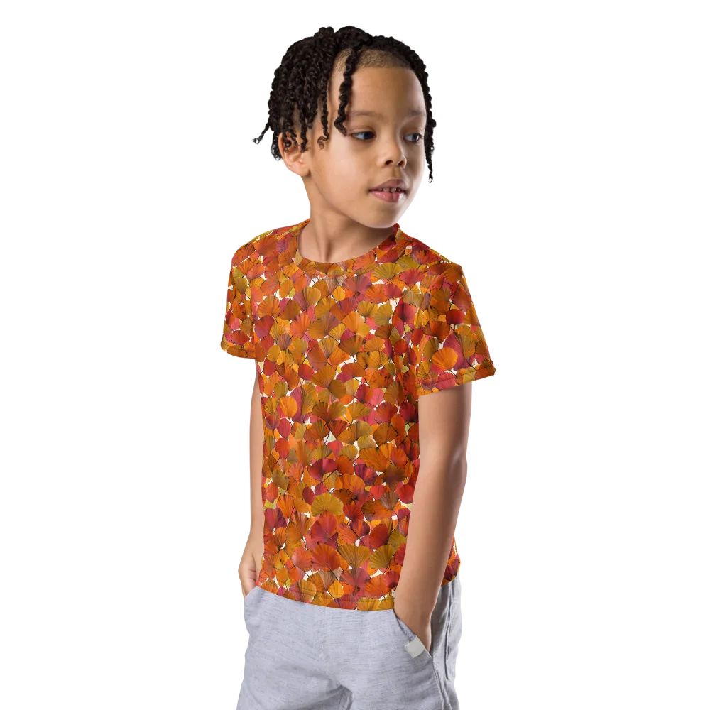 Autumn Fanfall on Kids Crew Neck T-Shirt — Left Front
