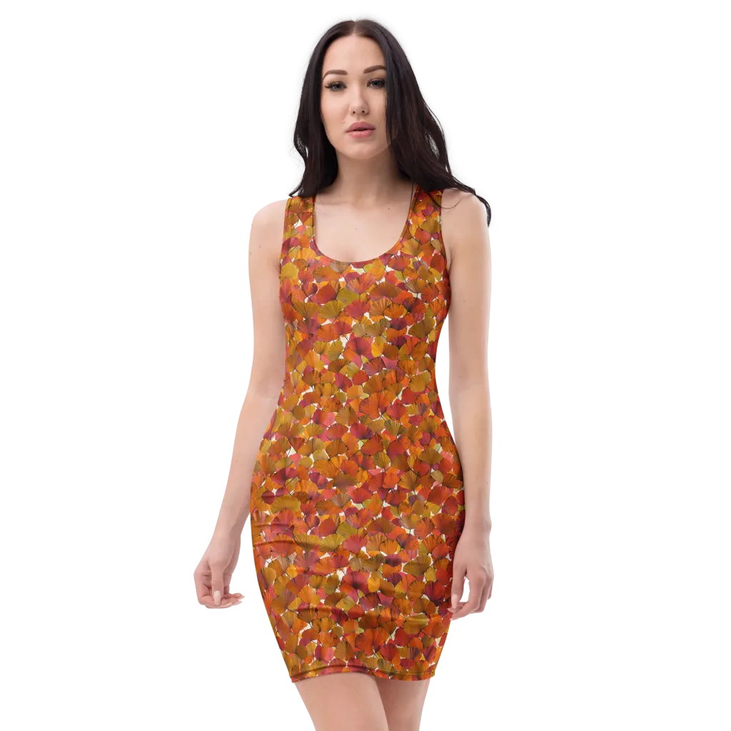 Autumn Fanfall on Bodycon Dress — Front