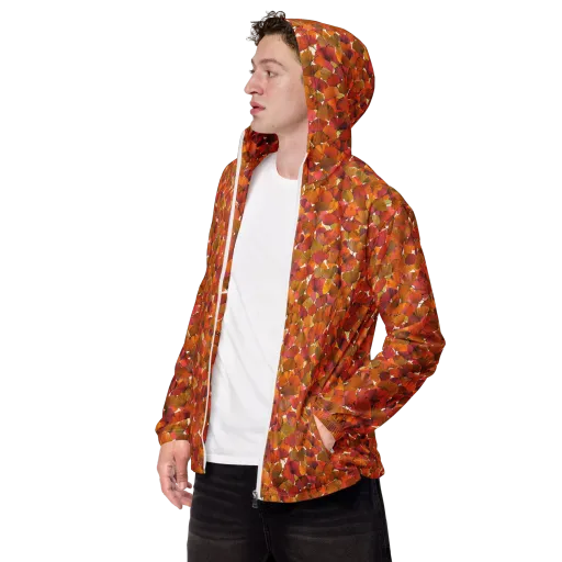 Autumn Fanfall on a Men's Windbreaker