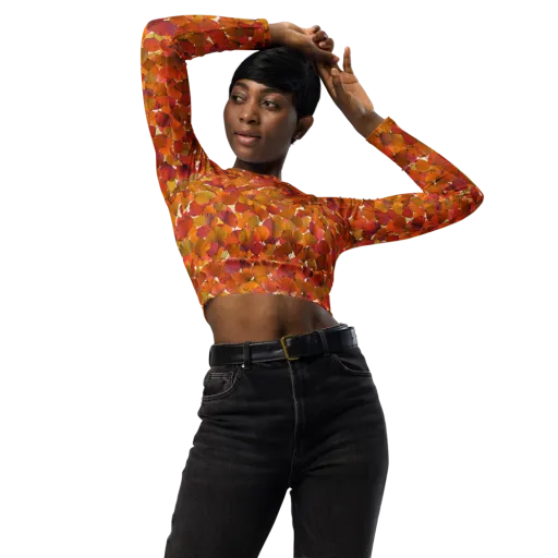 Autumn Fanfall on a Long Sleeve Crop Top