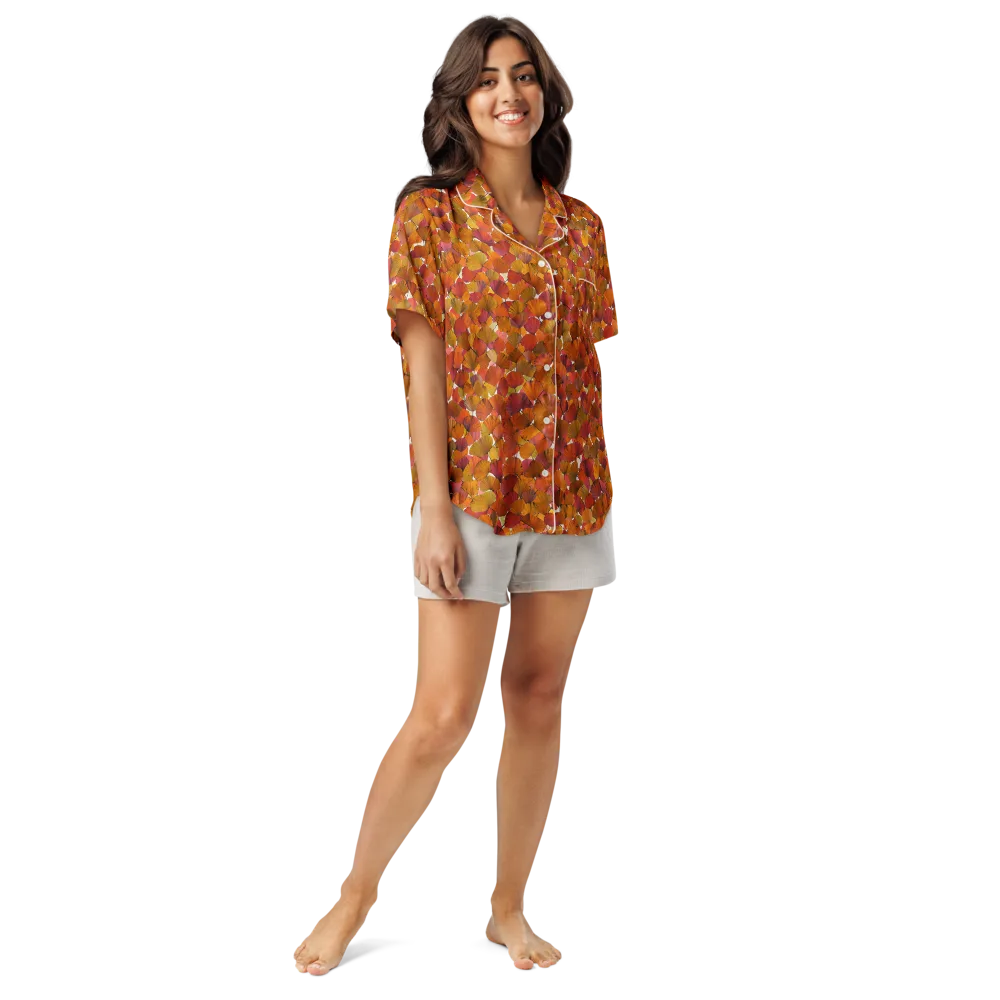 Autumn Fanfall on Women's Short Sleeve Pajama Top — Front