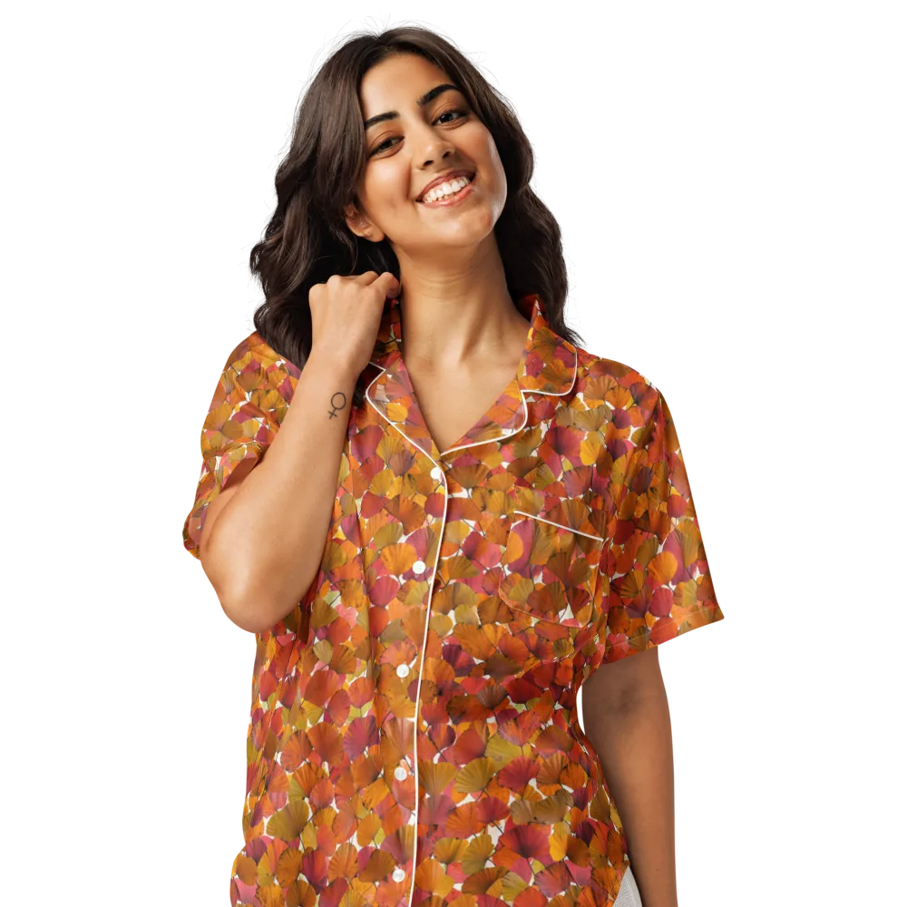 Autumn Fanfall on Women's Short Sleeve Pajama Top — Front