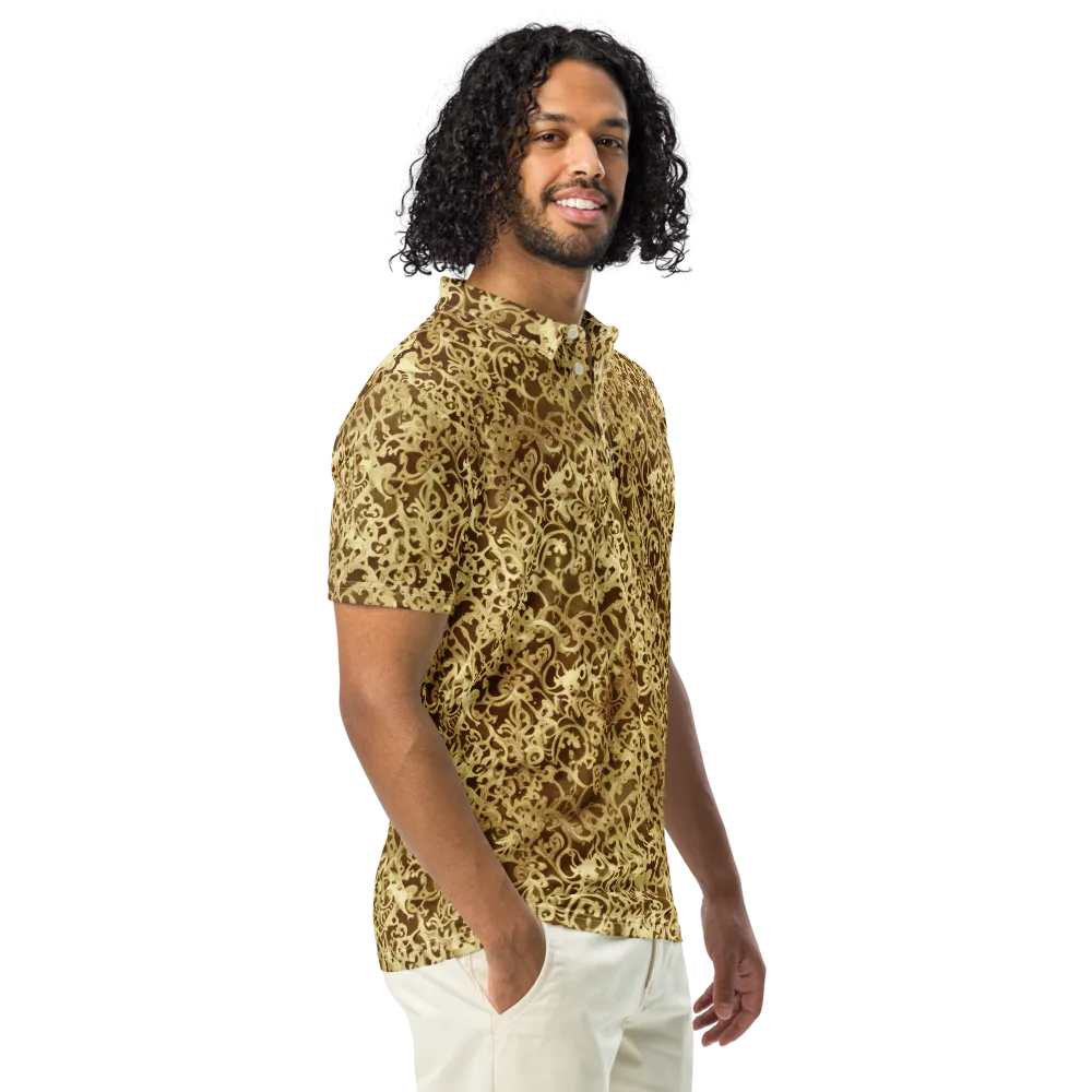 Gilded Baroque on Men's Slim Fit Polo Shirt — Right Front