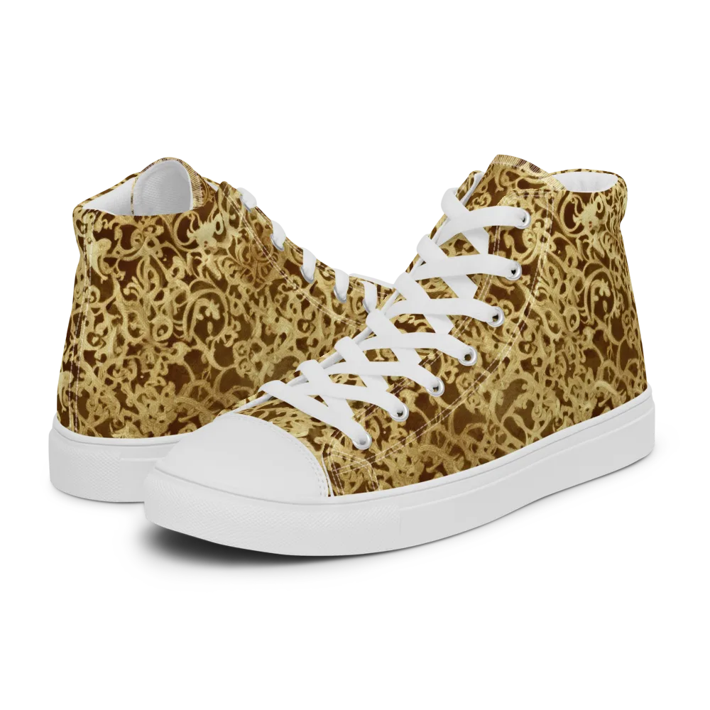 Gilded Baroque on Men's High Top Canvas Shoes — Left