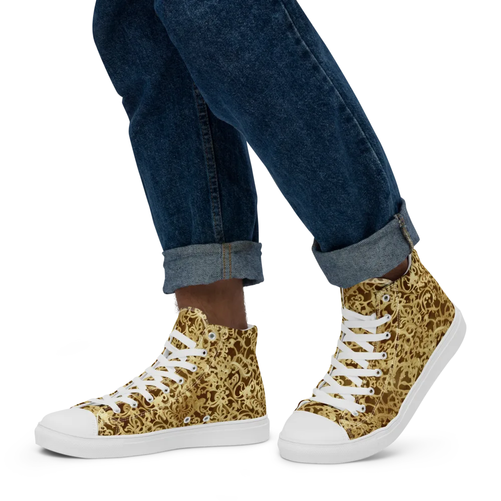 Gilded Baroque on Men's High Top Canvas Shoes — Left