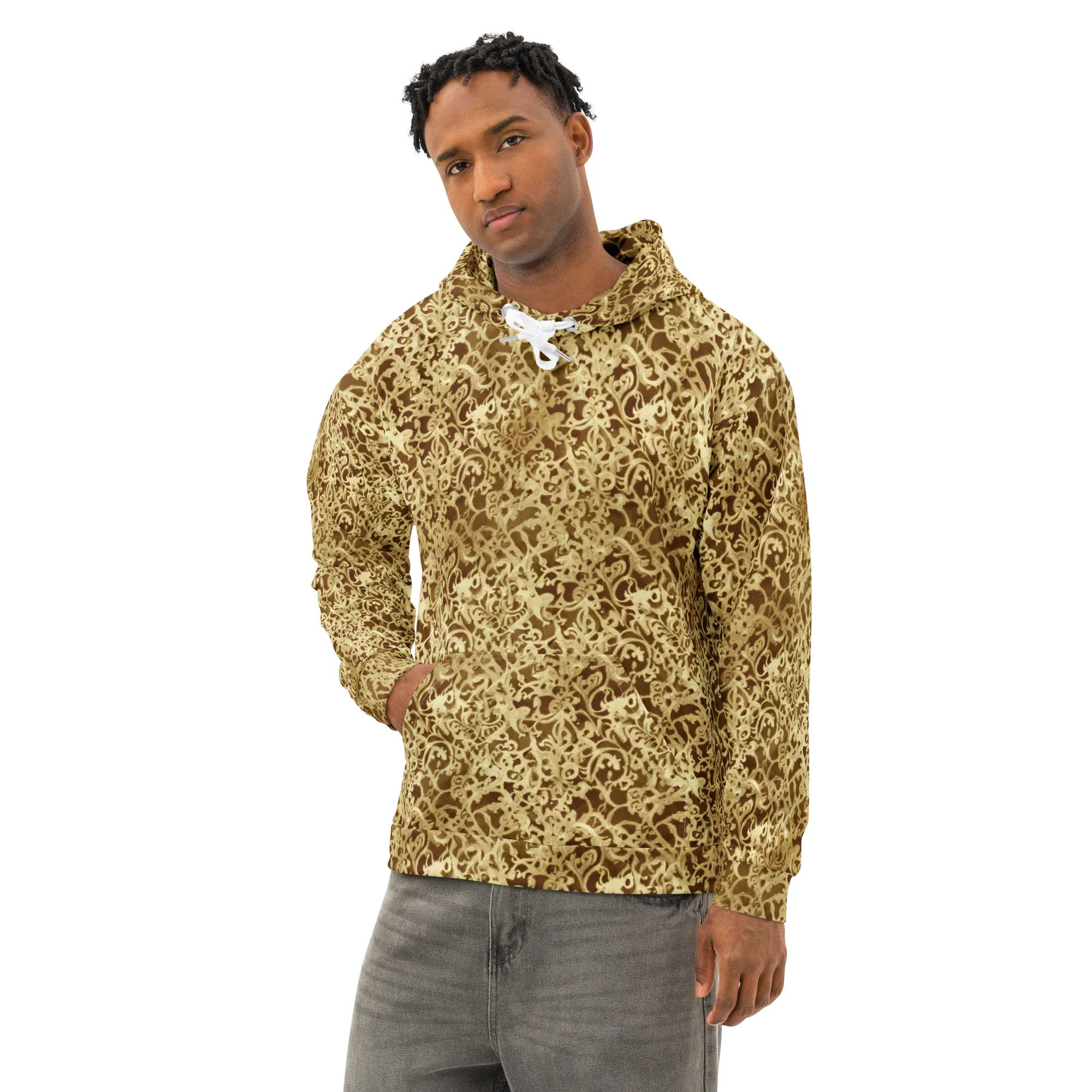 Gilded Baroque on Cotton Hoodie — Left Front
