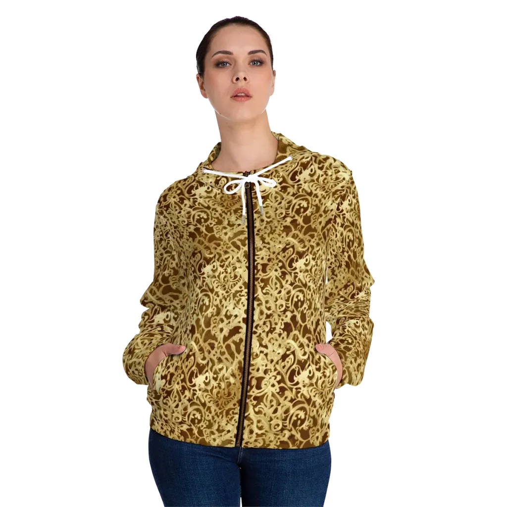 Gilded Baroque on Women's Full-Zip Hoodie — Front On Person