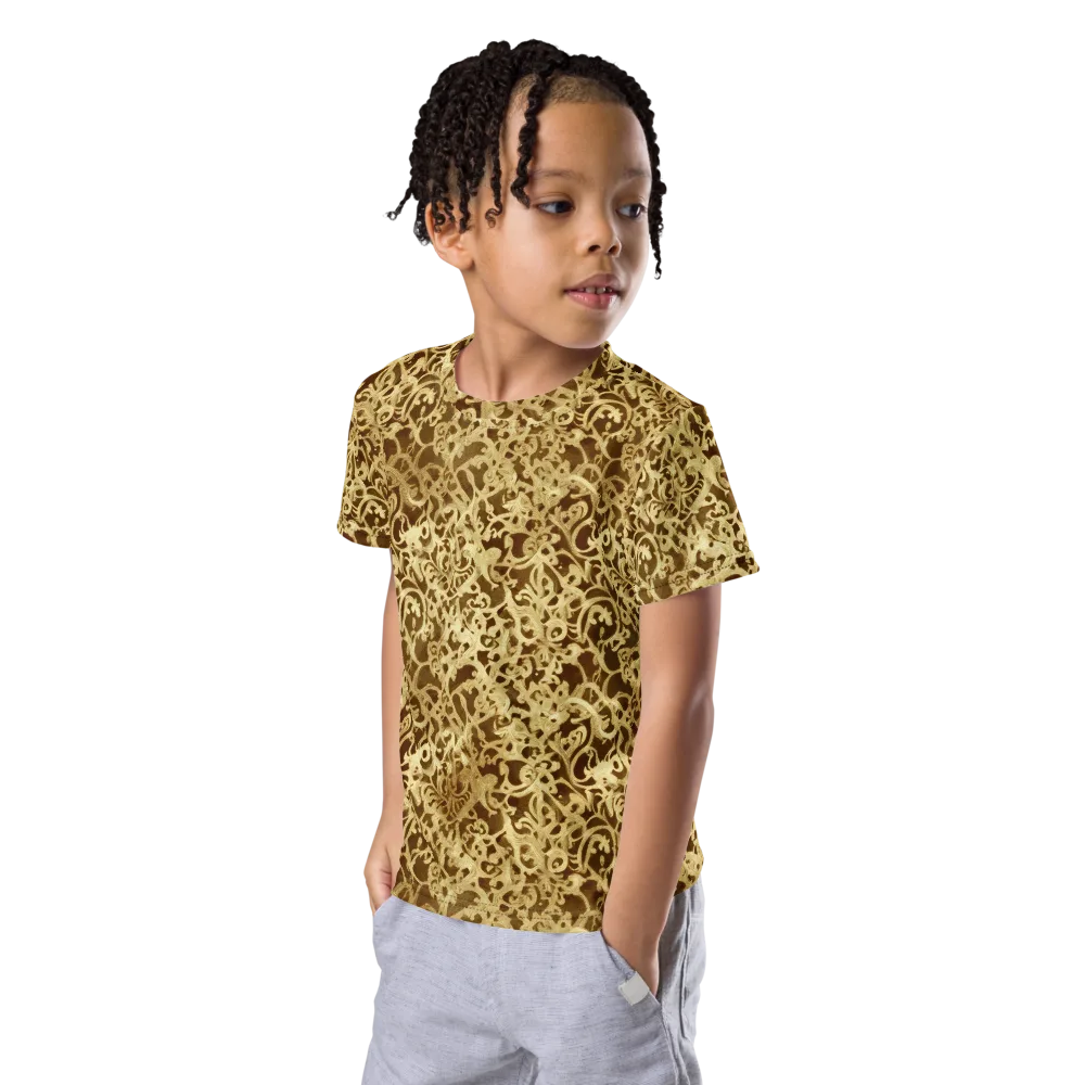 Gilded Baroque on Kids Crew Neck T-Shirt — Left Front