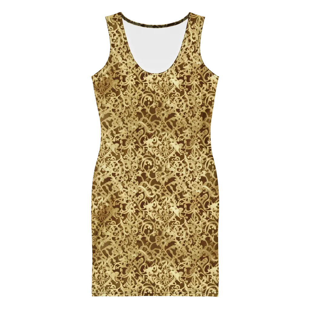 Gilded Baroque on Bodycon Dress — Front