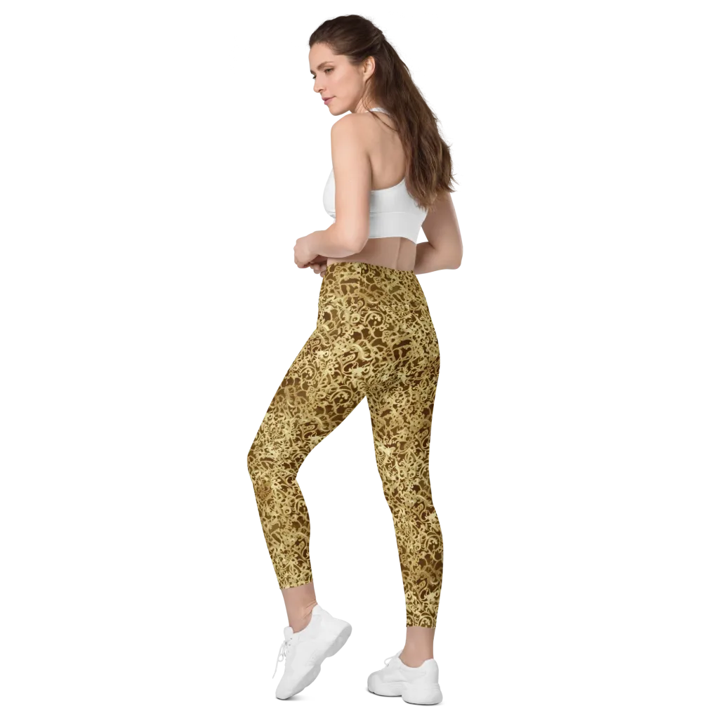 Gilded Baroque on Leggings with Pockets — Left Back