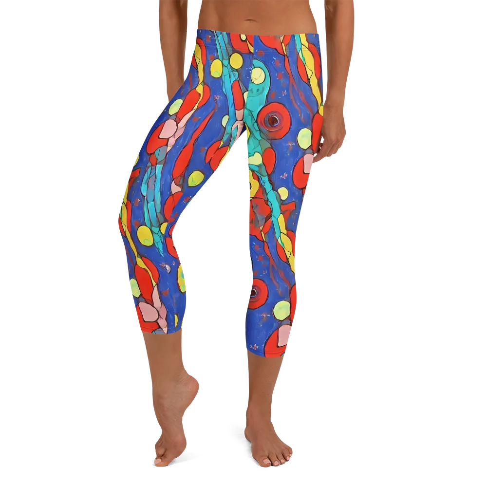 Colorwave Garden on Capri Leggings — Front