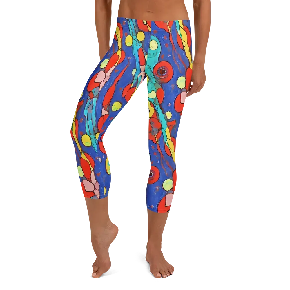 Colorwave Garden on Capri Leggings — Front