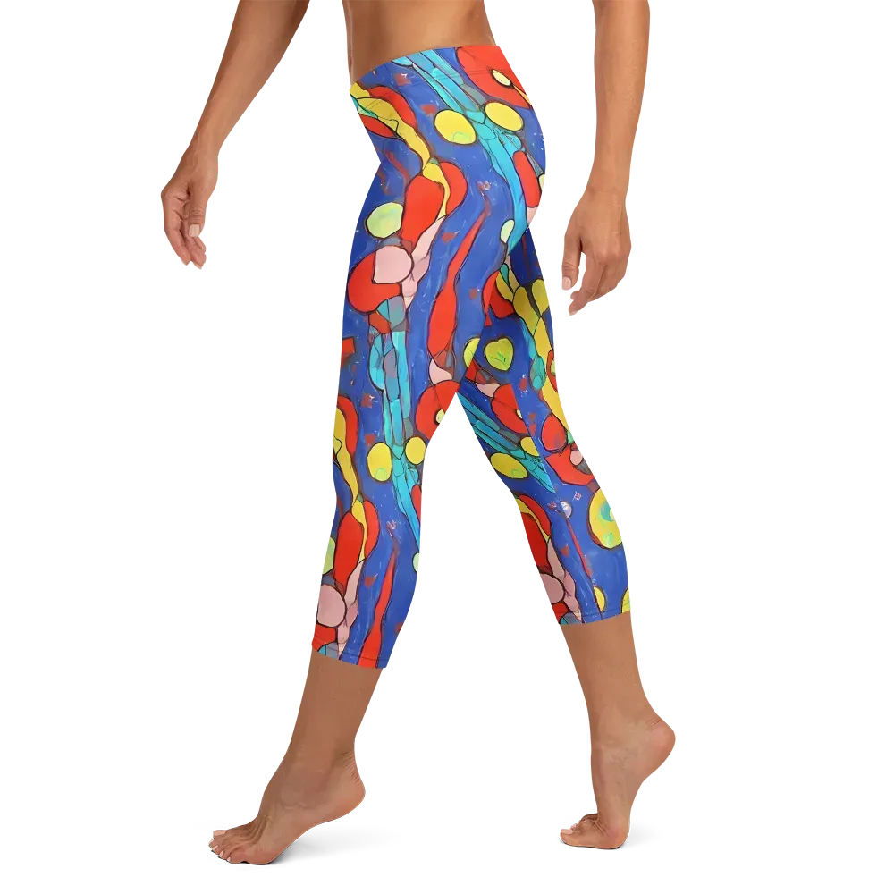 Colorwave Garden on Capri Leggings — Left