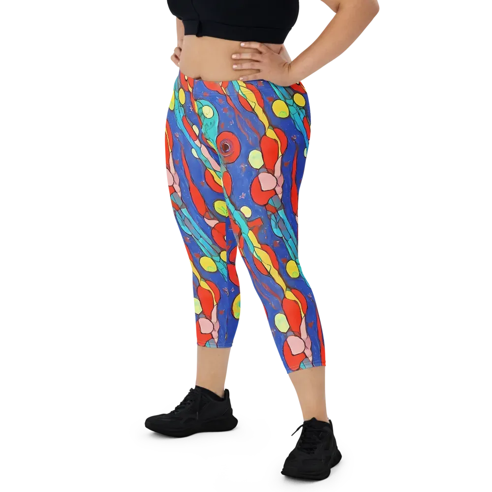 Colorwave Garden on Capri Leggings — Front