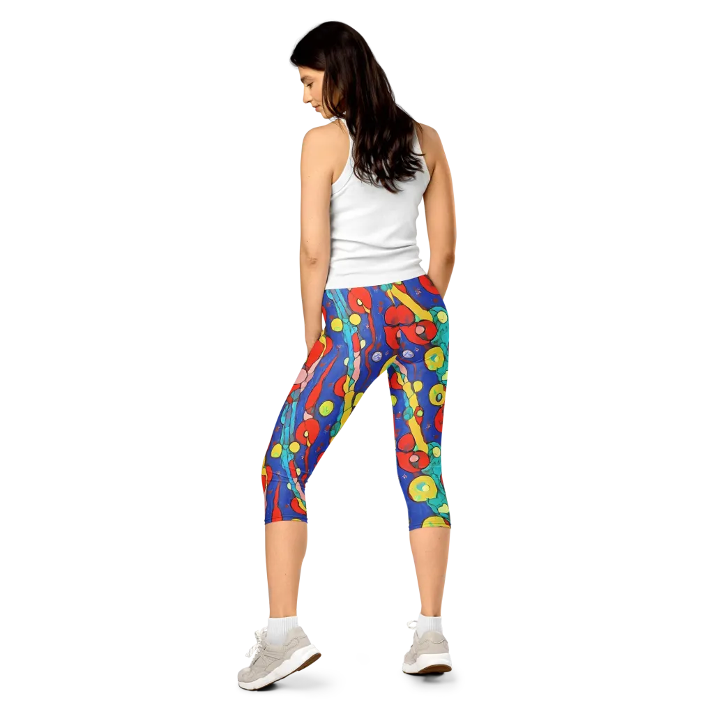 Colorwave Garden on Capri Leggings — Back
