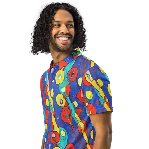 Colorwave Garden on a Men's Slim Fit Polo Shirt