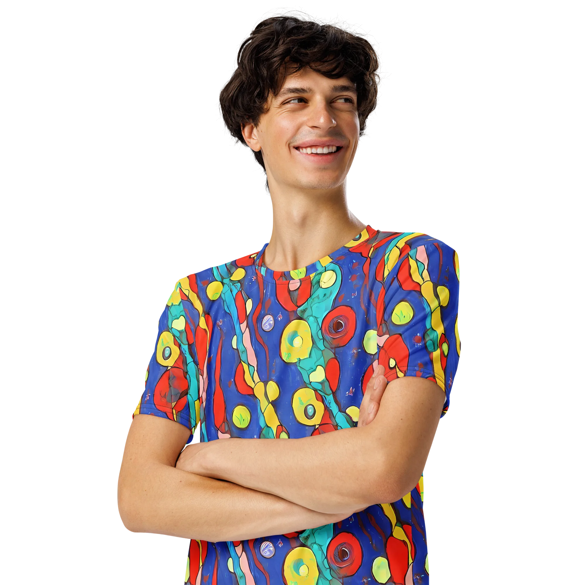 Colorwave Garden on Men's Crew Neck T-Shirt — Left Front