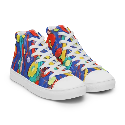 Colorwave Garden on a Men's High Top Canvas Shoes