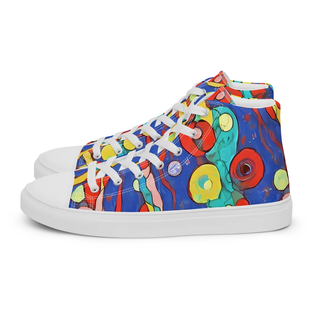 Colorwave Garden on Men's High Top Canvas Shoes — Left