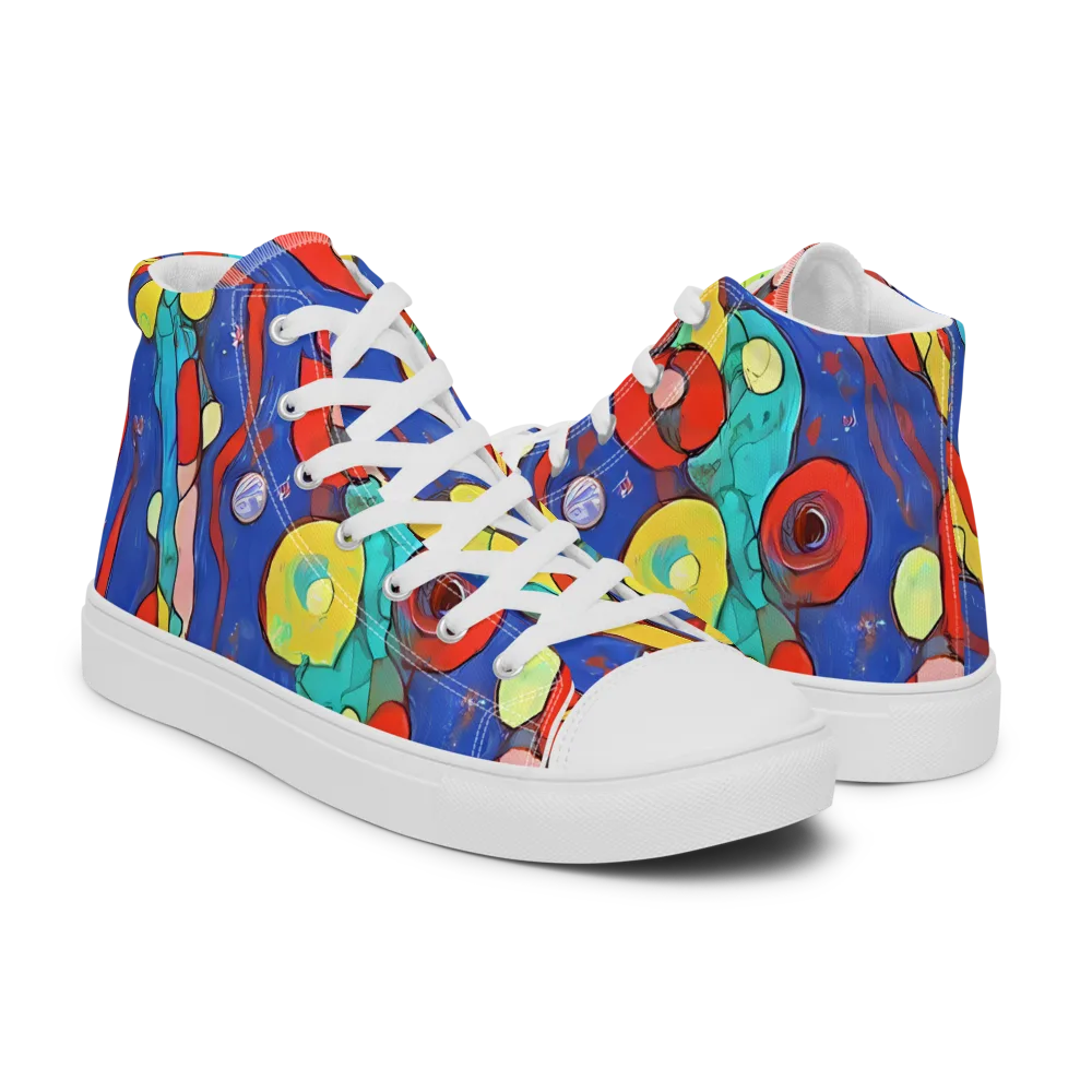 Colorwave Garden on Men's High Top Canvas Shoes — Right