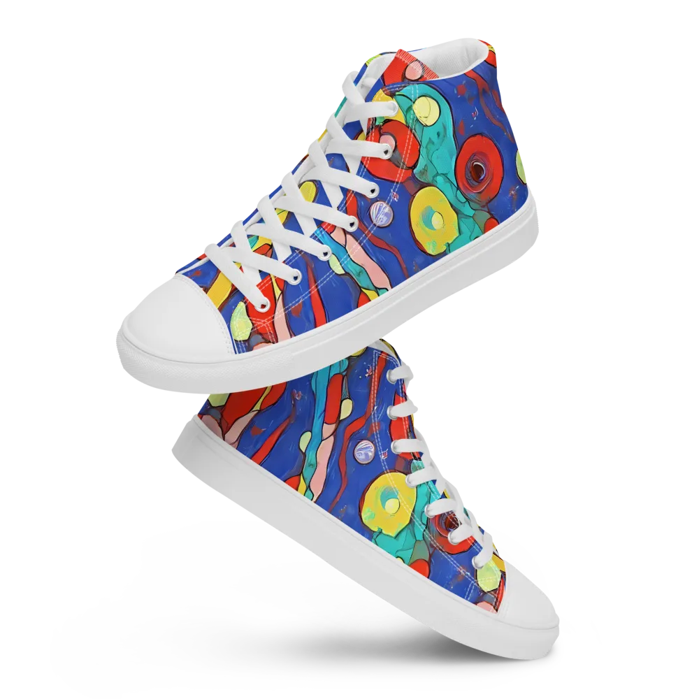 Colorwave Garden on Men's High Top Canvas Shoes — Front