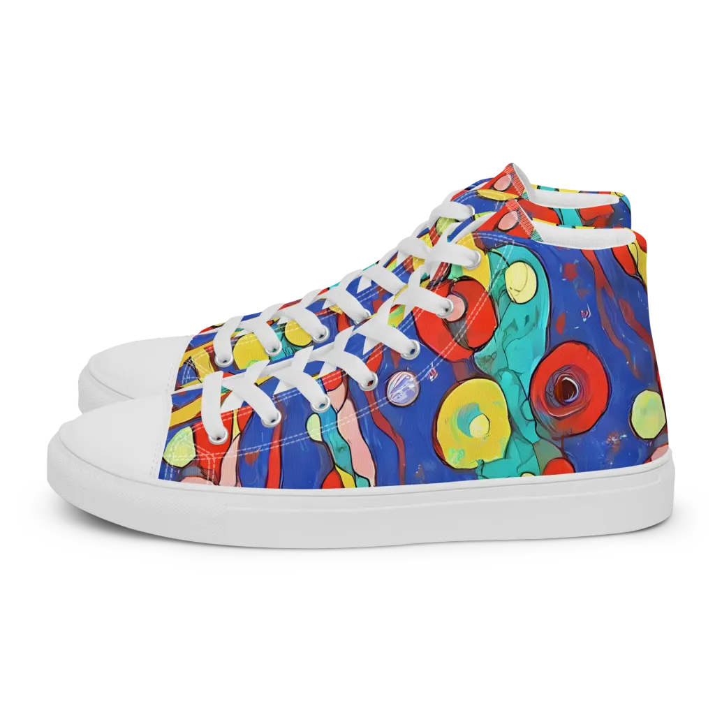 Colorwave Garden on Women's High Top Canvas Shoes — Left