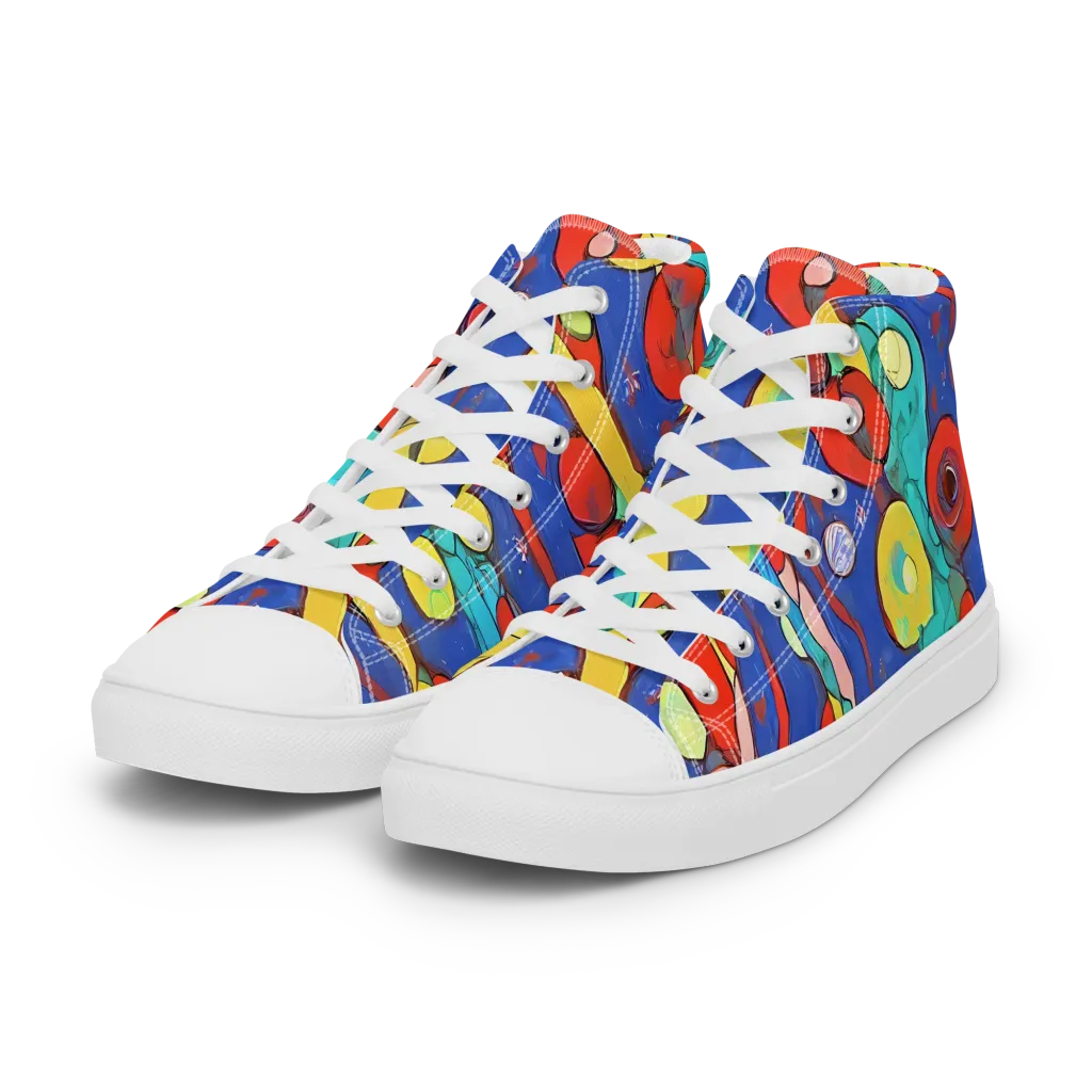Colorwave Garden on Women's High Top Canvas Shoes — Left Front