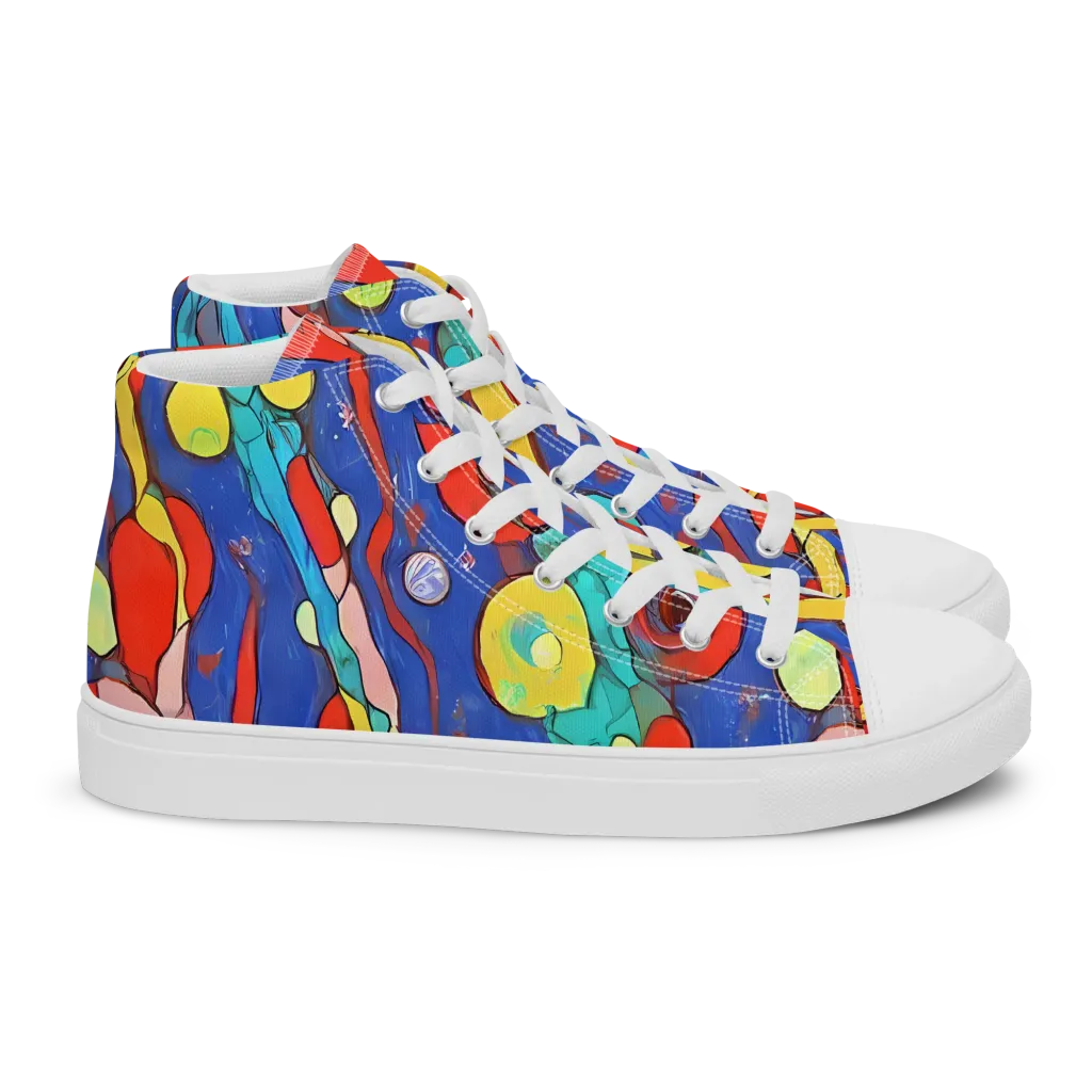 Colorwave Garden on Women's High Top Canvas Shoes — Right