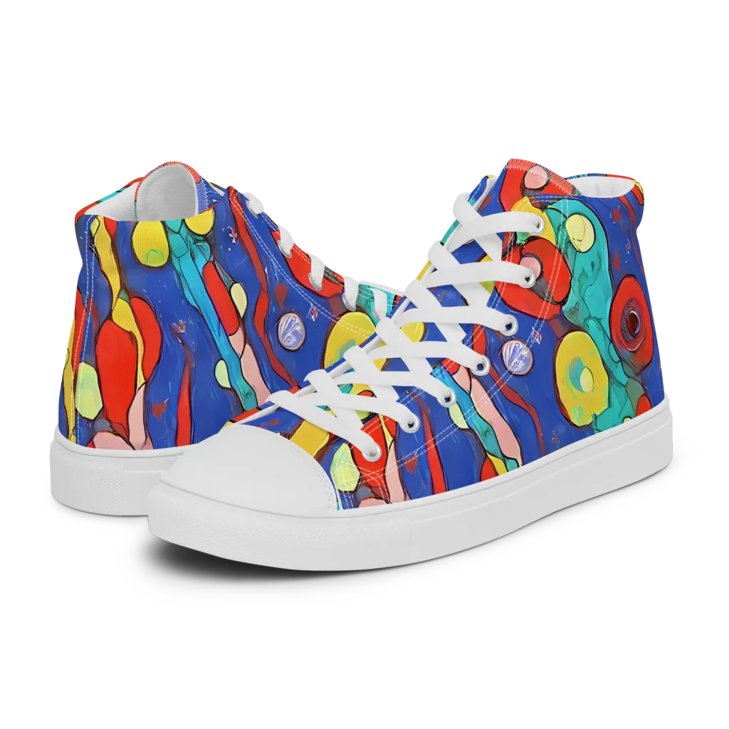 Colorwave Garden on Women's High Top Canvas Shoes — Left