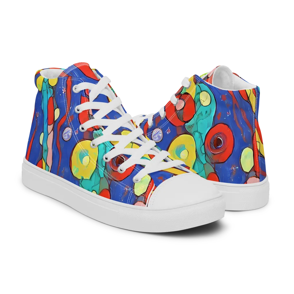 Colorwave Garden on Women's High Top Canvas Shoes — Right