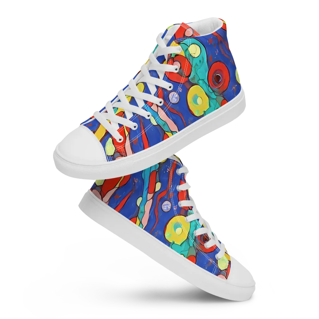 Colorwave Garden on Women's High Top Canvas Shoes — Front