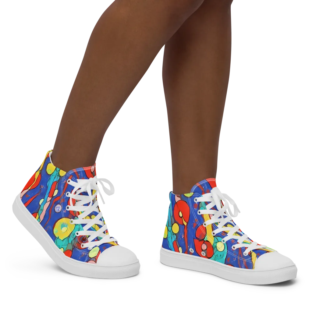 Colorwave Garden on Women's High Top Canvas Shoes — Right
