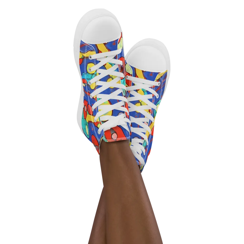 Colorwave Garden on Women's High Top Canvas Shoes — Front