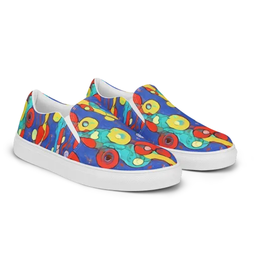 Colorwave Garden on Men's Slip-On Canvas Shoes