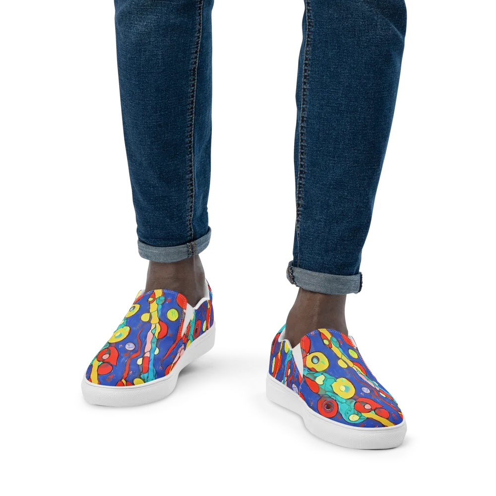 Colorwave Garden on Men's Slip-On Canvas Shoes — Front