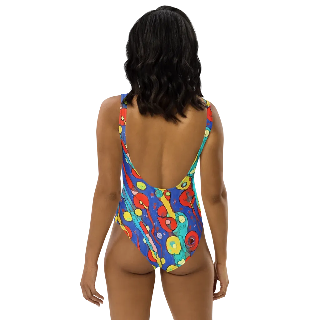 Colorwave Garden on One-Piece Swimsuit — Back