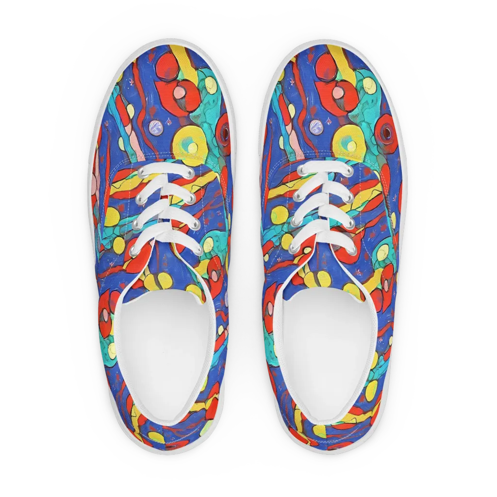 Colorwave Garden on Men's Lace-Up Canvas Shoes — Front